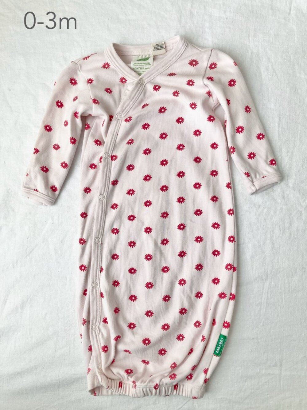 💙2/$25 Parade 0-3 Months Baby Infant Pink Flower Sleeping Gown Cotton